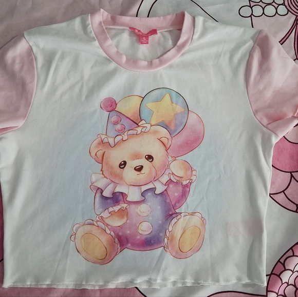 Sugar Thrillz Tops - Sugar Thrillz Pink and White Tee